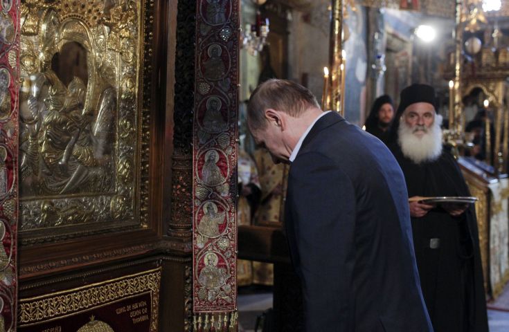 Ολοκληρώθηκε η τελετή υποδοχής του Πούτιν στο κτίριο της Ιεράς Κοινότητας