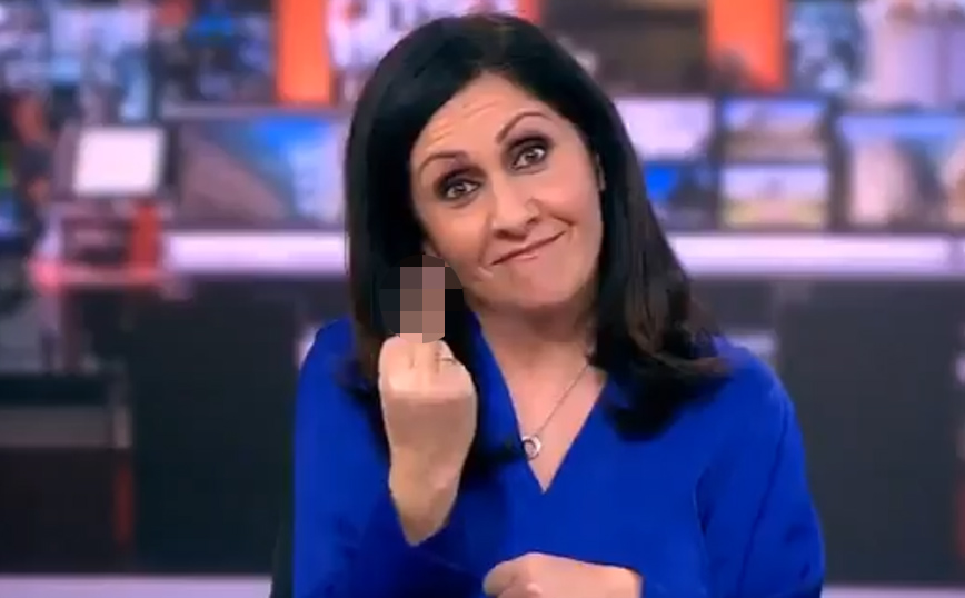 Το υψωμένο μεσαίο δάχτυλο παρουσιάστριας του BBC on air που έγινε viral