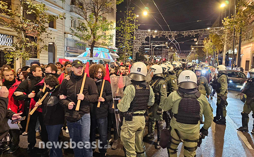 Πορεία στην Αθήνα για την επέμβαση της ΕΛ.ΑΣ. στην κατάληψη της πρυτανείας του ΕΜΠ