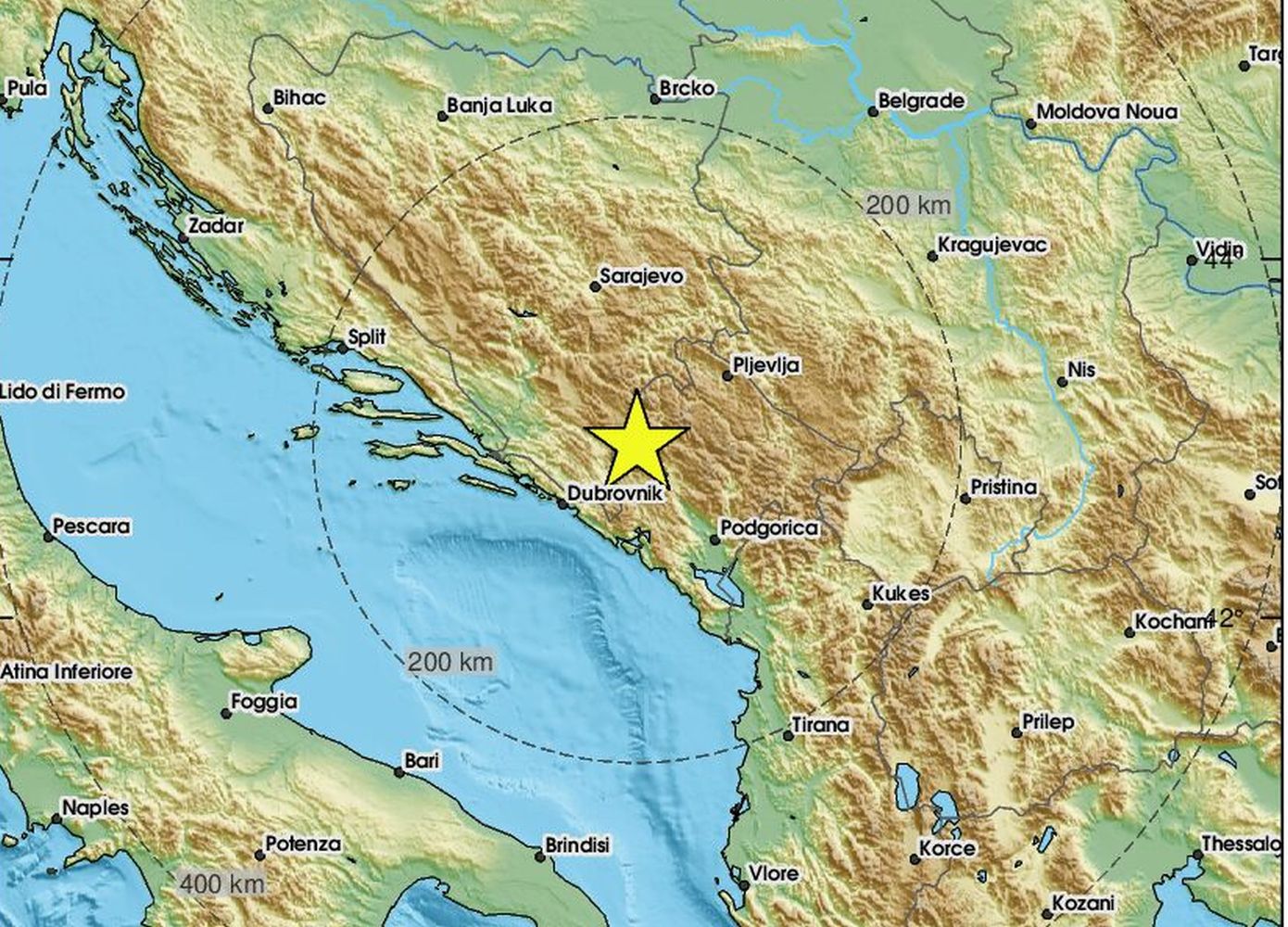 Ισχυρός σεισμός 5,4 Ρίχτερ στα Βαλκάνια, στα σύνορα Βοσνίας και Μαυροβουνίου