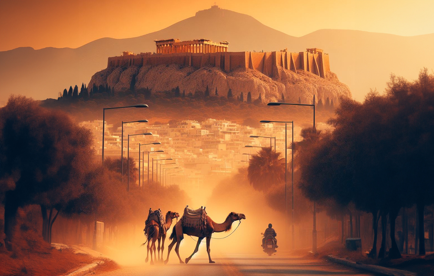 Η&#8230; διαφορετική ανάρτηση της ΕΛ.ΑΣ. &#8211; Καμήλες στο κέντρο της Αθήνας λόγω της αφρικανικής σκόνης