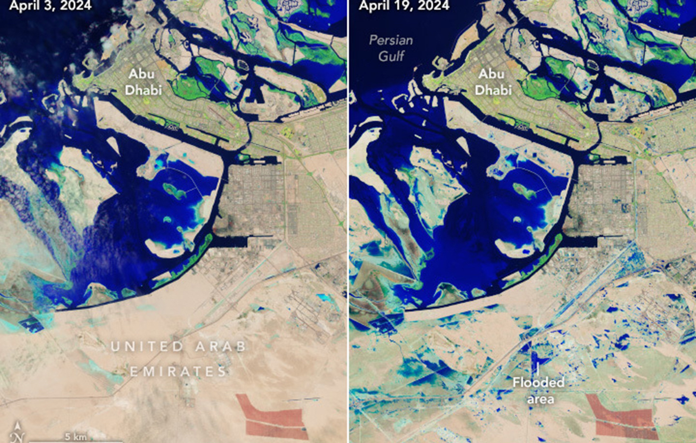 Εντυπωσιακές αεροφωτογραφίες πριν και μετά τις πλημμύρες στο Ντουμπάι