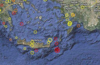 Σεισμός 4,6 Ρίχτερ νοτιοανατολικά της Κρήτης