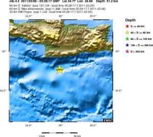 Ξύπνημα με 4,3 Ρίχτερ στην Κρήτη