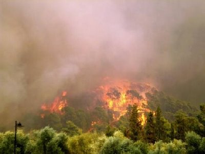 Μεγάλες διαστάσεις παίρνει η πυρκαγιά στην Κορινθία