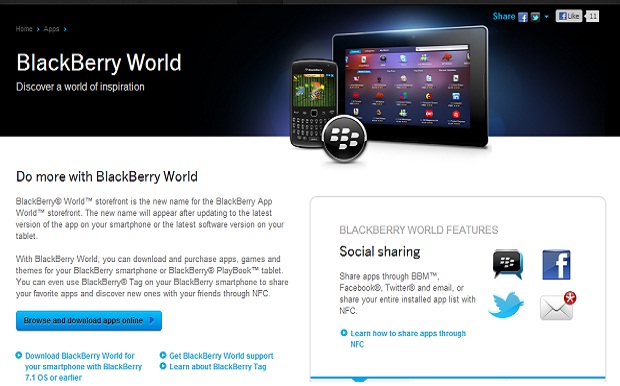 Αναβαθμίστηκε η λειτουργία του BlackBerry World