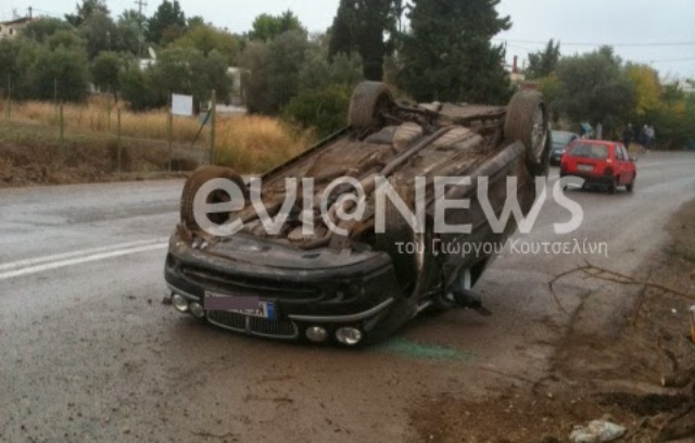 Τροχαίο με ανατροπή αυτοκινήτου στην Εύβοια