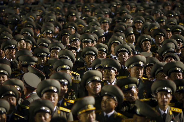 Senior North Korean military officers follow the performance celebrating the 70th anniversary of the founding of the ruling Workers' Party of Korea, in Pyongyang October 10, 2015. Isolated North Korea marked the 70th anniversary of its ruling Workers' Party on Saturday with a massive military parade overseen by leader Kim Jong Un, who said his country was ready to fight any war waged by the United States. REUTERS/Damir Sagolj Senior North Korean military officers follow the performance celebrating the 70th anniversary of the founding of the ruling Workers' Party of Korea, in Pyongyang October 10, 2015. Isolated North Korea marked the 70th anniversary of its ruling Workers' Party on Saturday with a massive military parade overseen by leader Kim Jong Un, who said his country was ready to fight any war waged by the United States. REUTERS/Damir Sagolj