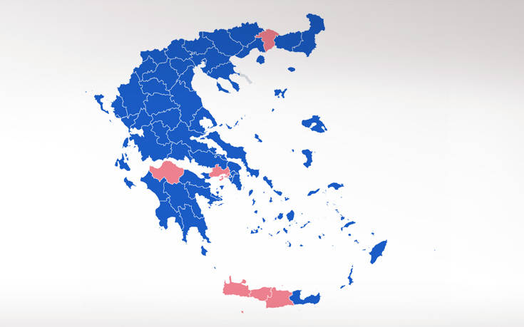 Αποτελέσματα εθνικών εκλογών 2019: Πώς διαμορφώνεται ο χάρτης της Ελλάδας