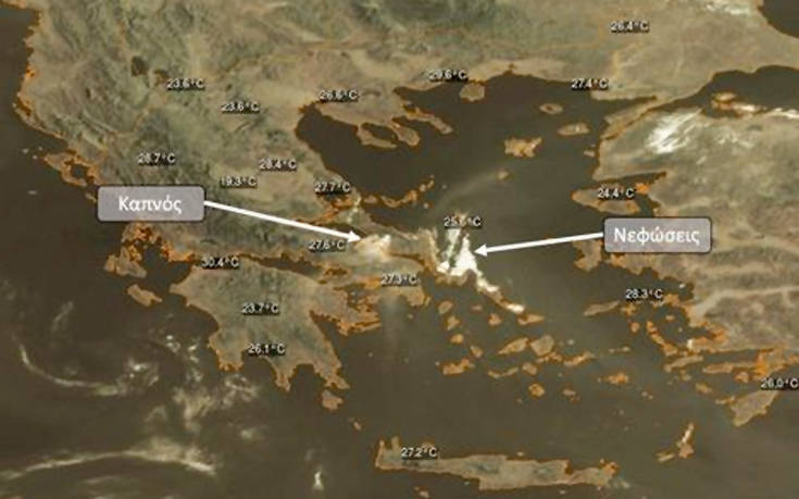 Έτσι φαίνεται από δορυφόρο η φωτιά στην Εύβοια