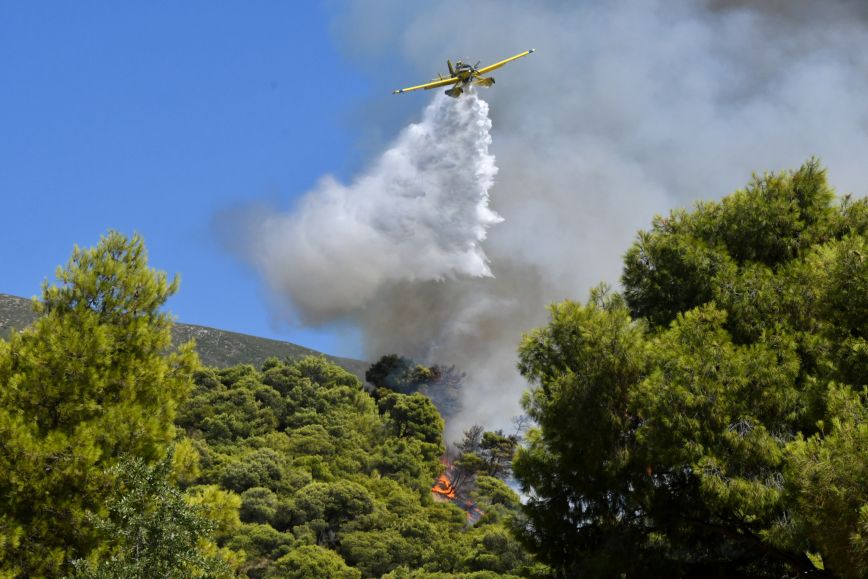 Φωτιά στην Καλλιθέα Αχαΐας: Καλύτερη η εικόνα από το μέτωπο &#8211; Επέστρεψαν τα εναέρια μέσα