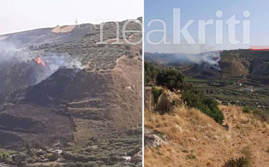 Φωτιά τώρα στο Ηράκλειο: Ελικόπτερο επιχειρεί στην κατάσβεση της πυρκαγιάς