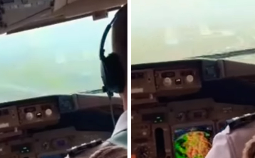 Πιλότος προσγειώνει αεροσκάφος εν μέσω καταιγίδας