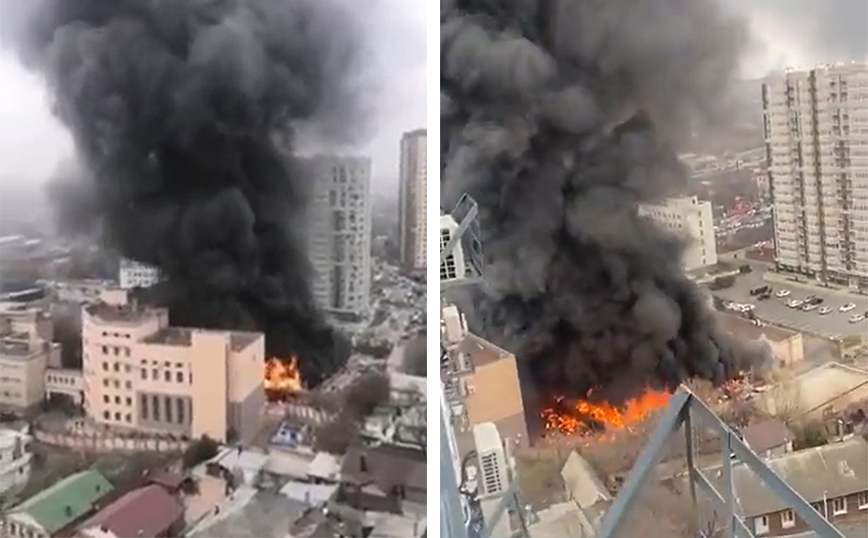 Μεγάλη φωτιά μετά από έκρηξη σε κτίριο της ρωσικής Υπηρεσίας Ασφαλείας &#8211; Τουλάχιστον ένας νεκρός