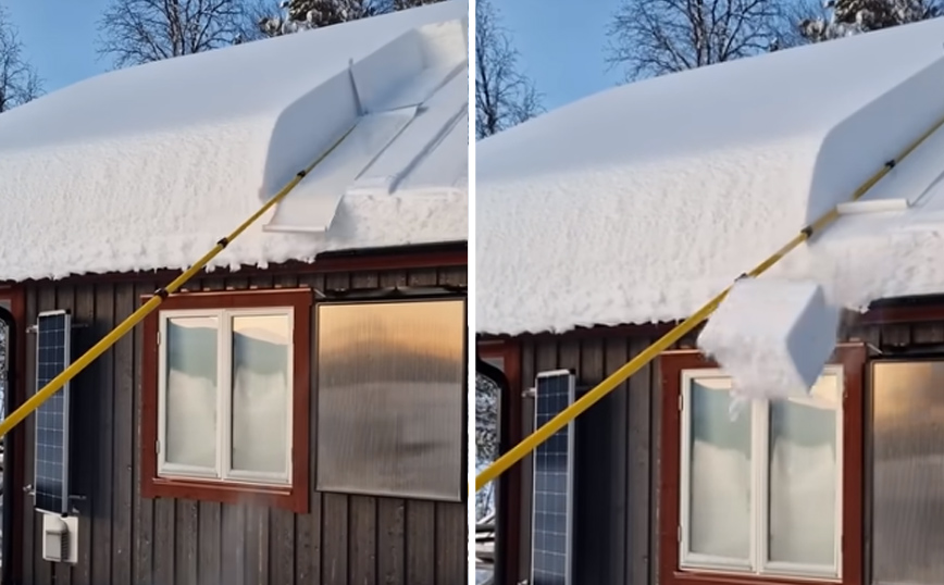 Ο πιο&#8230; γεωμετρικός τρόπος να διώξεις το χιόνι από στέγη
