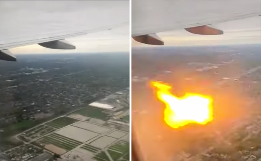 Σκηνές τρόμου σε αεροπλάνο όταν κινητήρας πήρε φωτιά στον αέρα