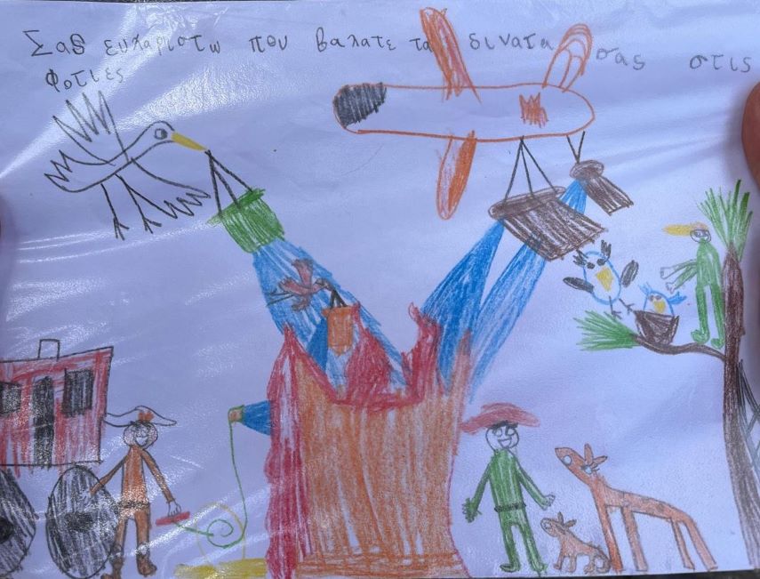 «Σας ευχαριστώ που βάλατε τα δυνατά σας στις φωτιές» &#8211; Η ζωγραφιά που δώρισε ένα κορίτσι από τη Ρόδο στους Σλοβάκους πυροσβέστες