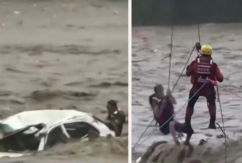 Τρομακτικό βίντεο από τις πλημμύρες στην Κίνα: Η δραματική διάσωση άνδρα από όχημα που αναποδογύρισε μέσα σε ορμητικά νερά