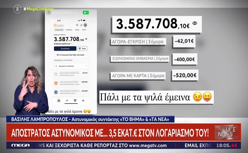 Απόστρατος αστυνομικός με 3,5 εκατομμύρια ευρώ στον λογαριασμό του – Η ανάρτησή του που προκαλεί ερωτήματα