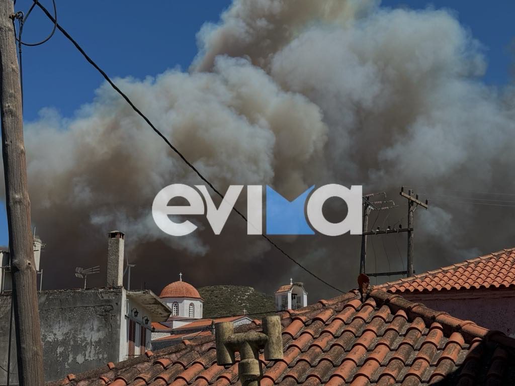 Μεγάλη φωτιά στην Εύβοια – Απειλούνται σπίτια, μήνυμα και από το 112