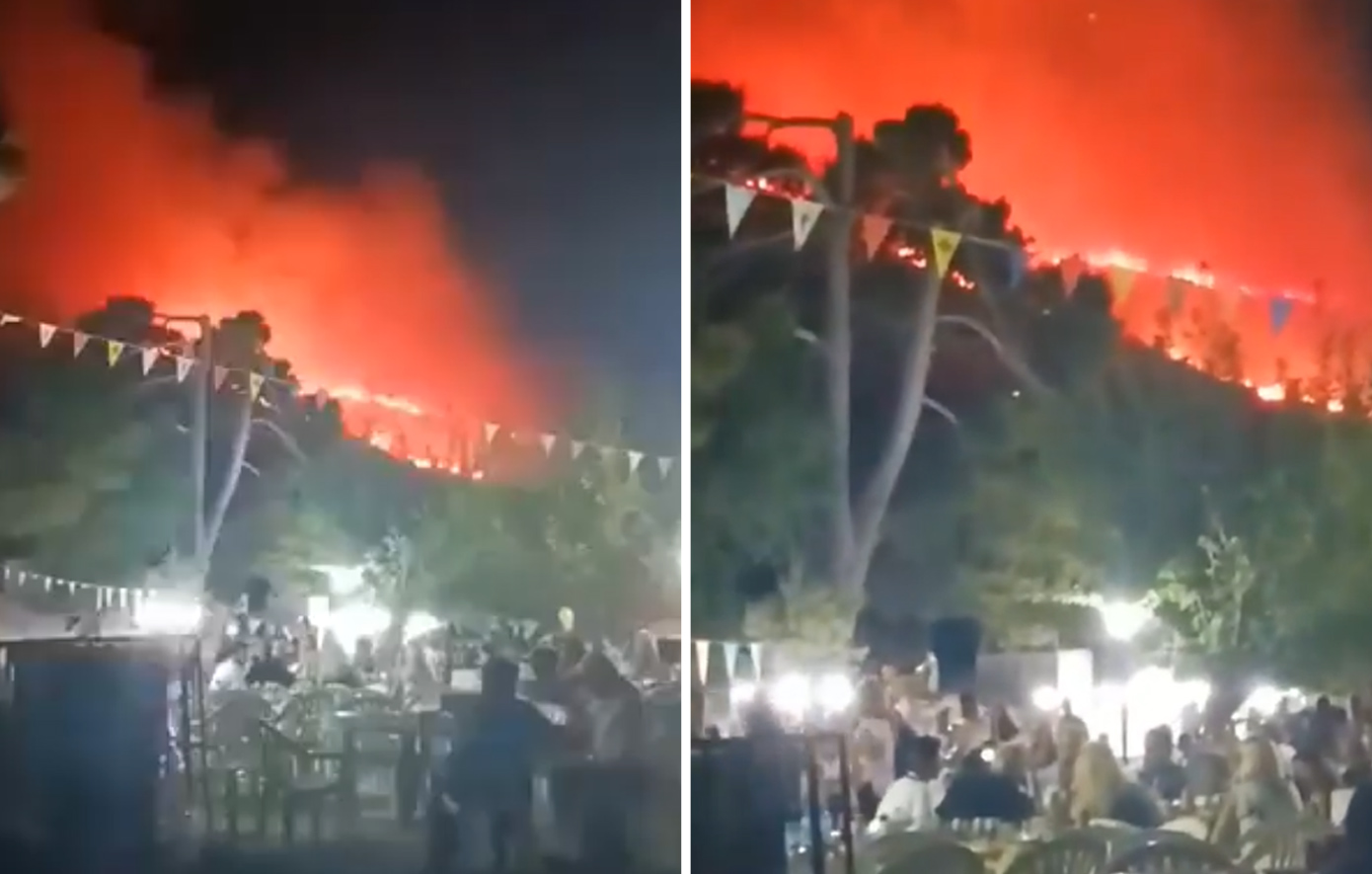 Απίστευτες εικόνες στη Ζάκυνθο &#8211; Διασκέδαζαν στο πανηγύρι, ενώ η φωτιά έκαιγε ανεξέλεγκτα πίσω τους και ουρανός είχε γεμίσει καπνούς