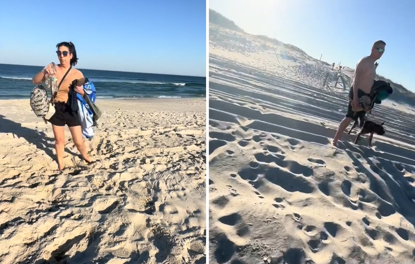Η στιγμή που έγκυος γυναίκα πιάνει στα πράσα τον σύζυγό της με μια άλλη στην παραλία