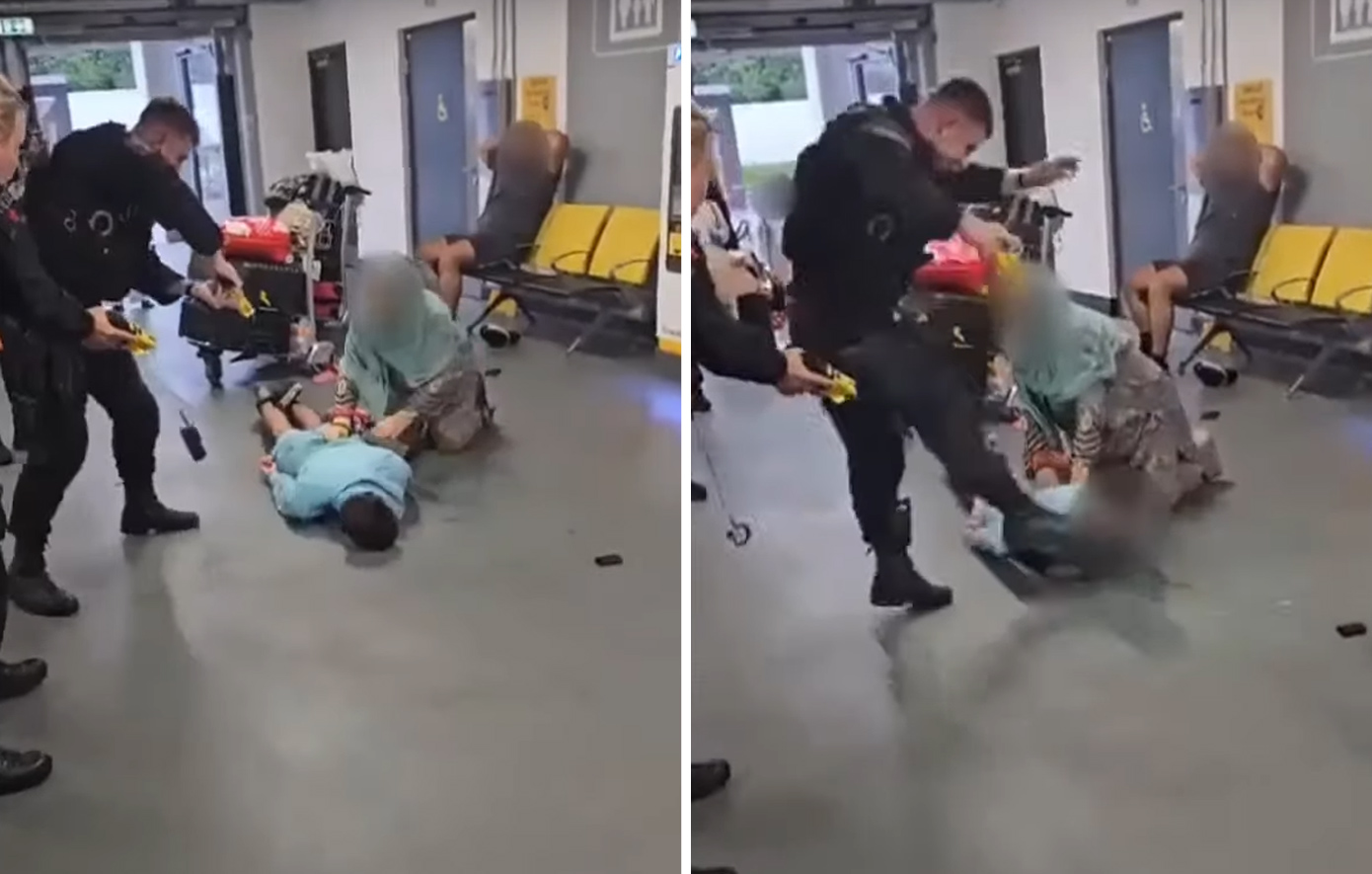 Σάλος με αστυνομικό που φαίνεται να πατάει στον λαιμό ύποπτο πεσμένο στο έδαφος – Εξοργιστικό βίντεο