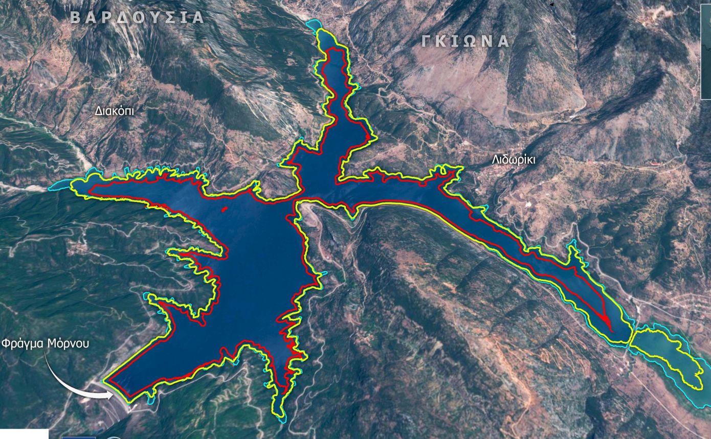 Ανησυχητικά δορυφορικά δεδομένα για τη λίμνη του Μόρνου: Η έκτασή της είναι μια από τις μικρότερες από το 2010
