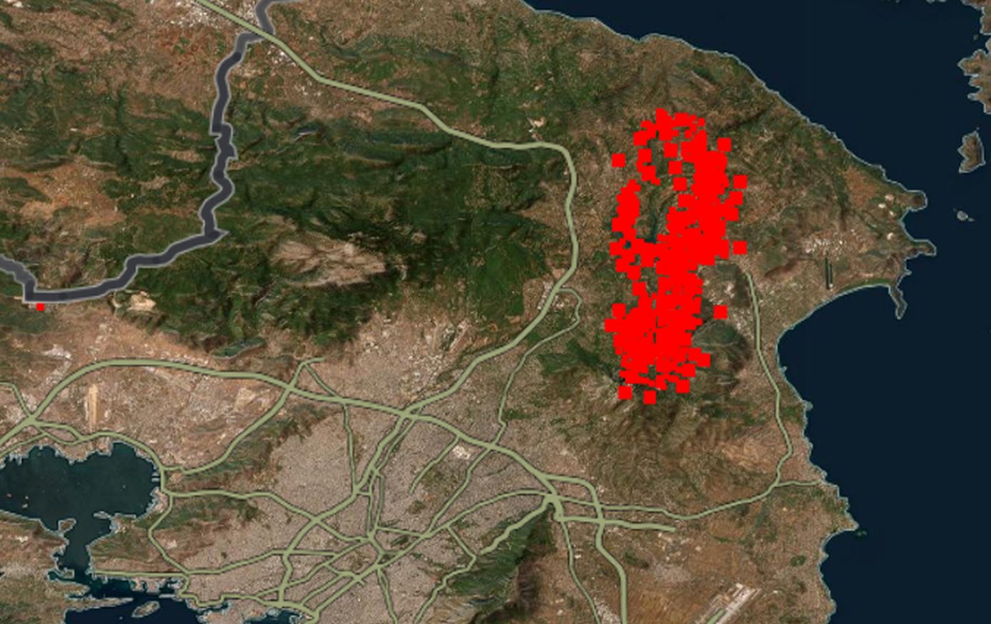 Ο χάρτης με το πύρινο μέτωπο στην Αττική – Βίντεο και φωτογραφίες από αεροπλάνο