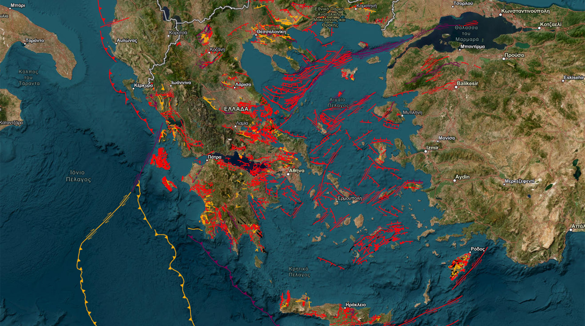 Ο ψηφιακός χάρτης με όλα τα ενεργά ρήγματα της Ελλάδας