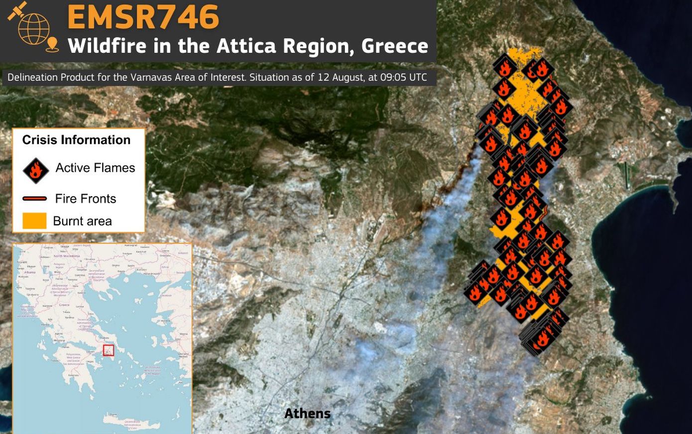 Στα 23 χιλιόμετρα τα μέτωπα της φωτιάς στην Αττική, 168 τα ενεργά