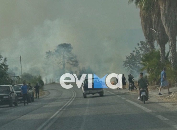 Μεγάλη φωτιά στην Εύβοια – Καίει κοντά σε ξενοδοχείο