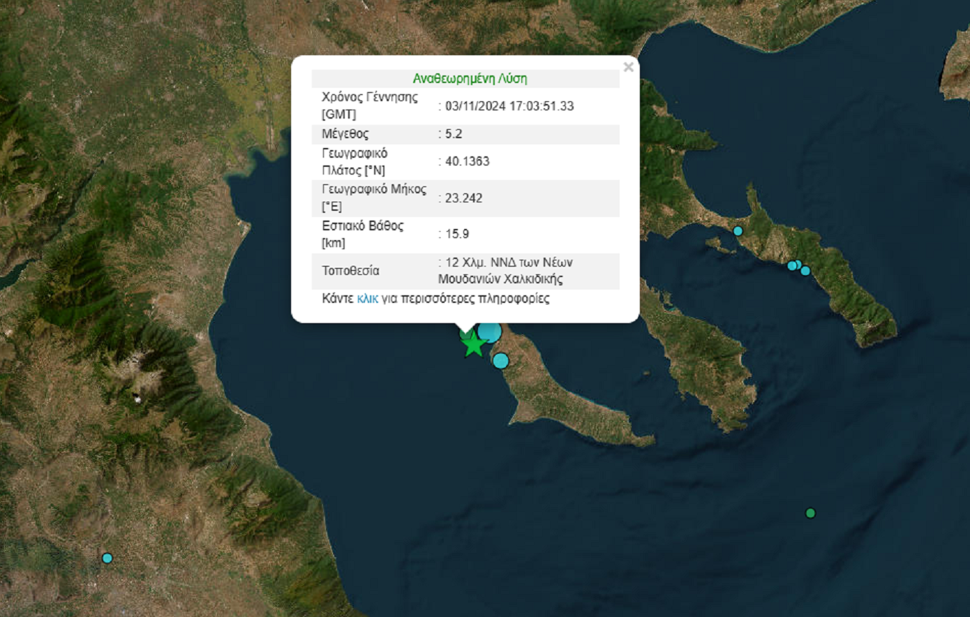 Ισχυρός σεισμός στη Χαλκιδική: Ταρακουνήθηκε η Θεσσαλονίκη &#8211; Μετασεισμός 4,3 Ρίχτερ
