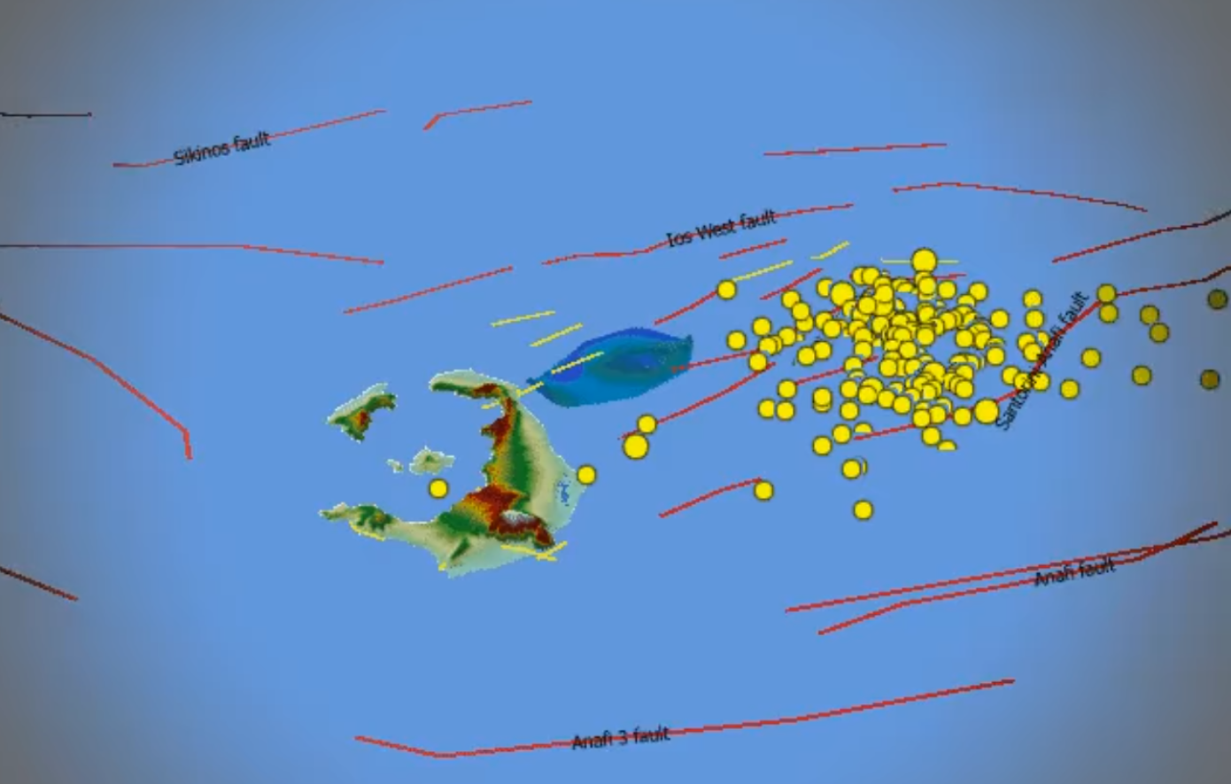 3D βίντεο αποτυπώνει την καταιγίδα σεισμών στη Σαντορίνη από τις 25 Ιανουαρίου μέχρι και σήμερα