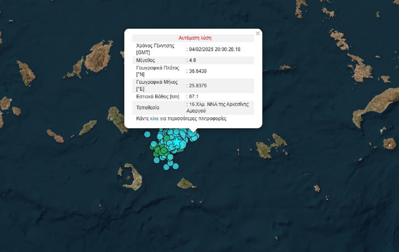 Νέος σεισμός 4,6 Ρίχτερ τώρα στην Αμοργό