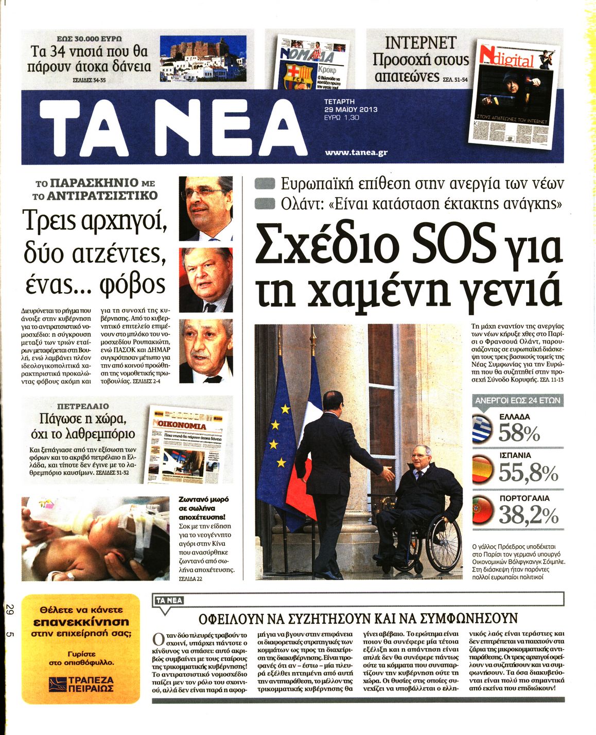 Εξώφυλο εφημερίδας ΤΑ ΝΕΑ 2013-05-29