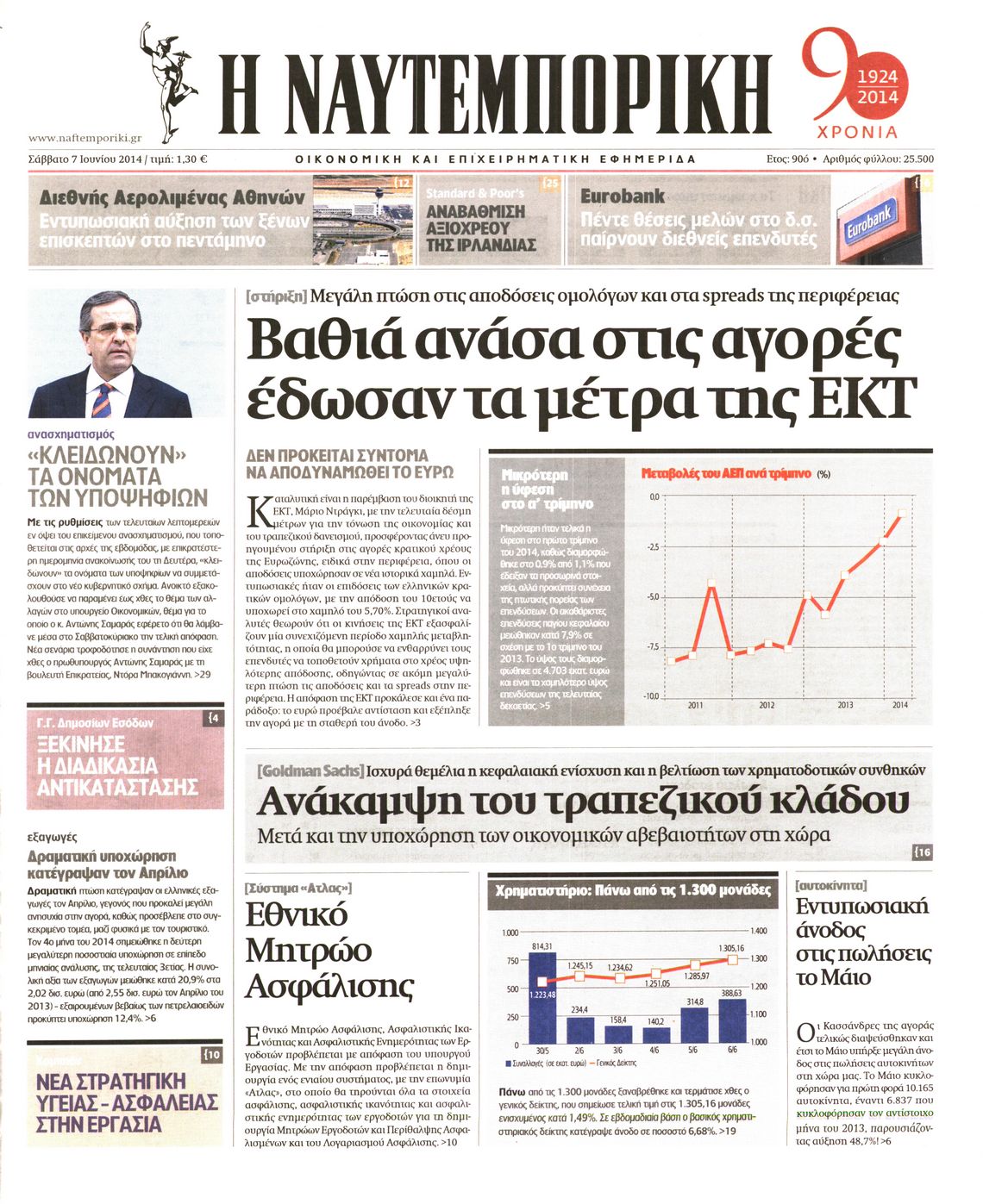 Εξώφυλο εφημερίδας ΝΑΥΤΕΜΠΟΡΙΚΗ 2014-06-07