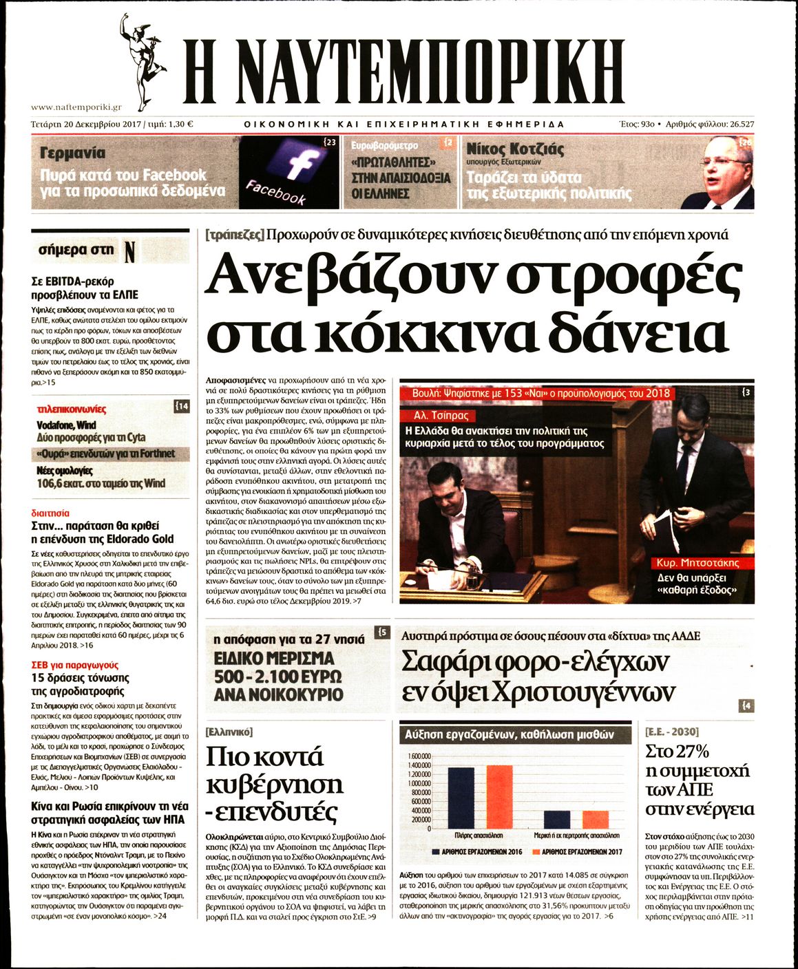 Εξώφυλο εφημερίδας ΝΑΥΤΕΜΠΟΡΙΚΗ 2017-12-20