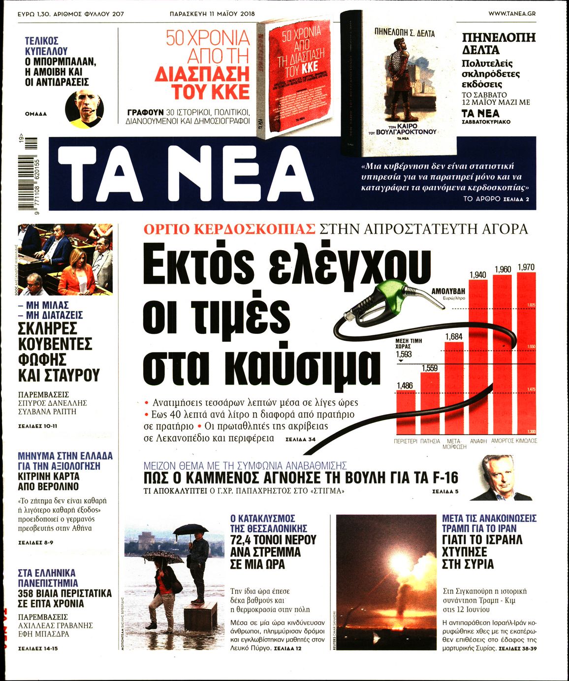 Εξώφυλο εφημερίδας ΤΑ ΝΕΑ 2018-05-11