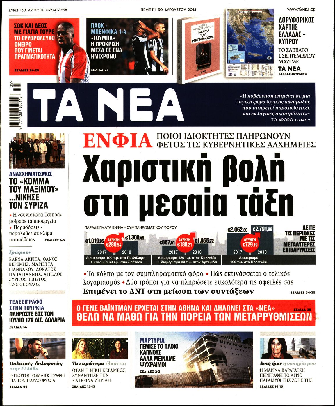 Εξώφυλο εφημερίδας ΤΑ ΝΕΑ Wed, 29 Aug 2018 21:00:00 GMT