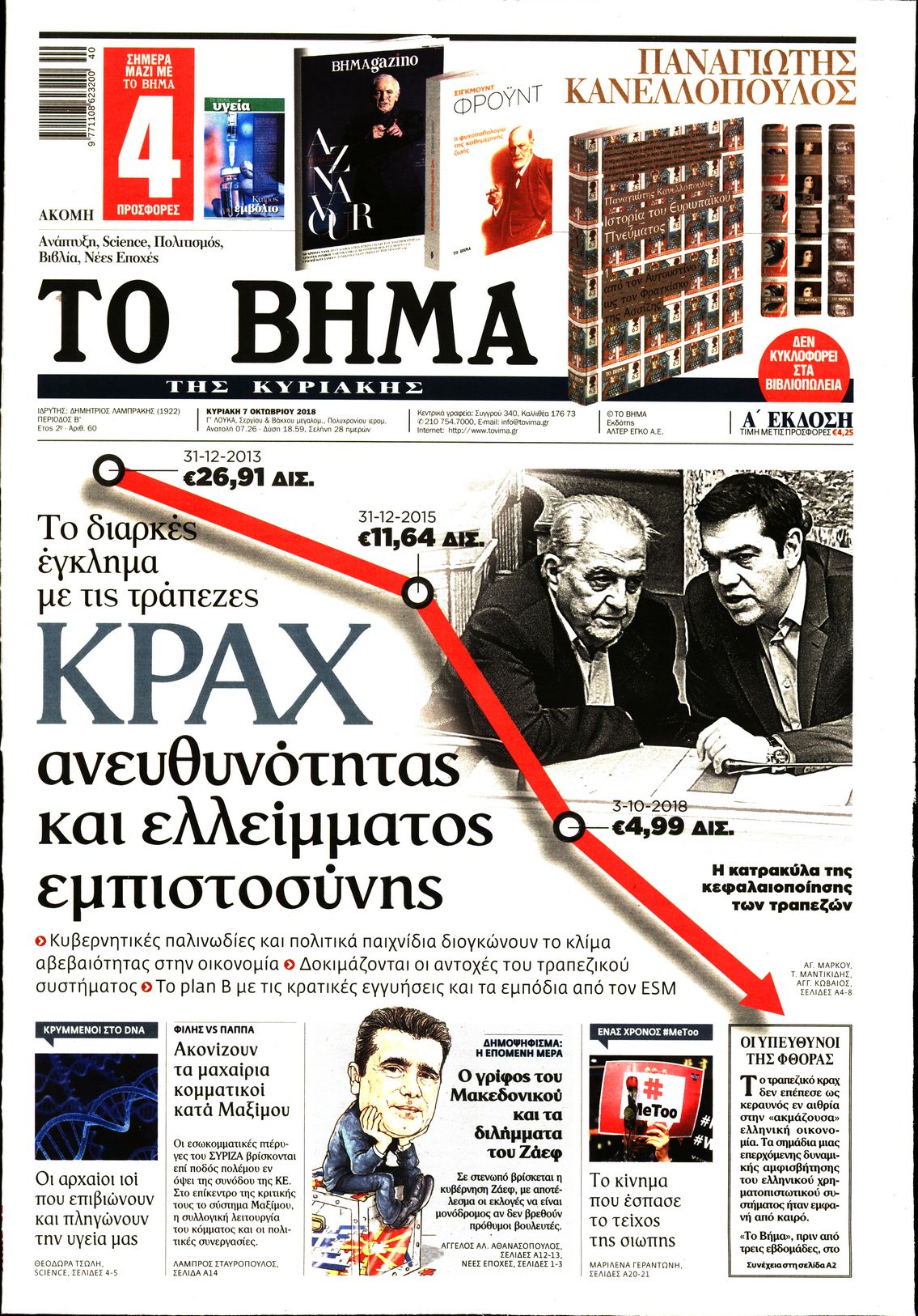 Εξώφυλο εφημερίδας ΤΟ ΒΗΜΑ Sat, 06 Oct 2018 21:00:00 GMT