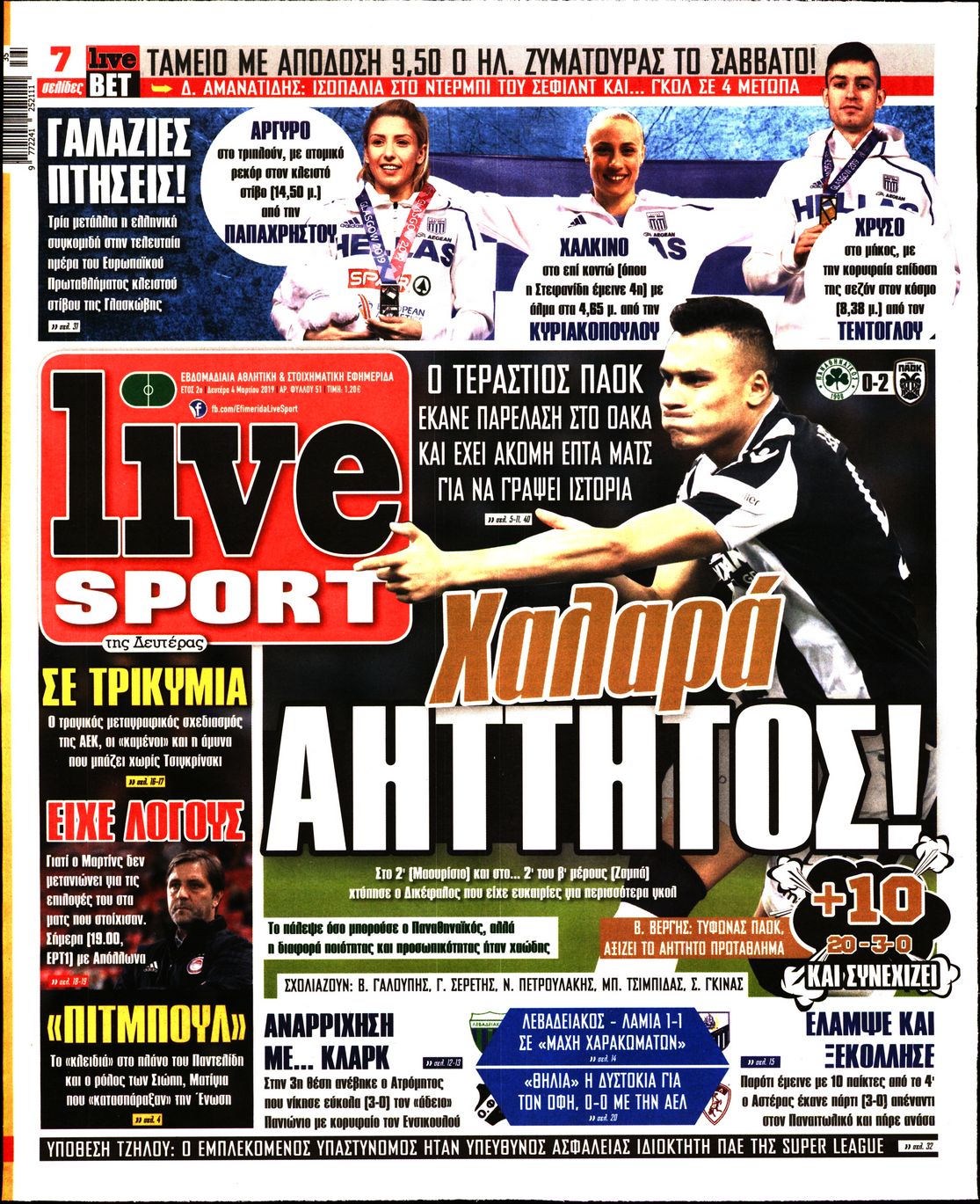 Εξώφυλο εφημερίδας LIVE SPORT 2019-03-04