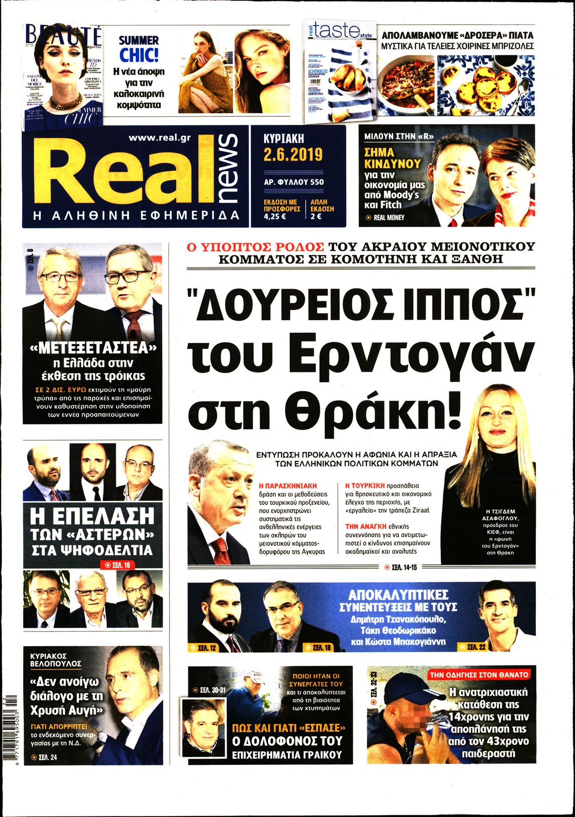 Εξώφυλο εφημερίδας REAL NEWS 2019-06-02