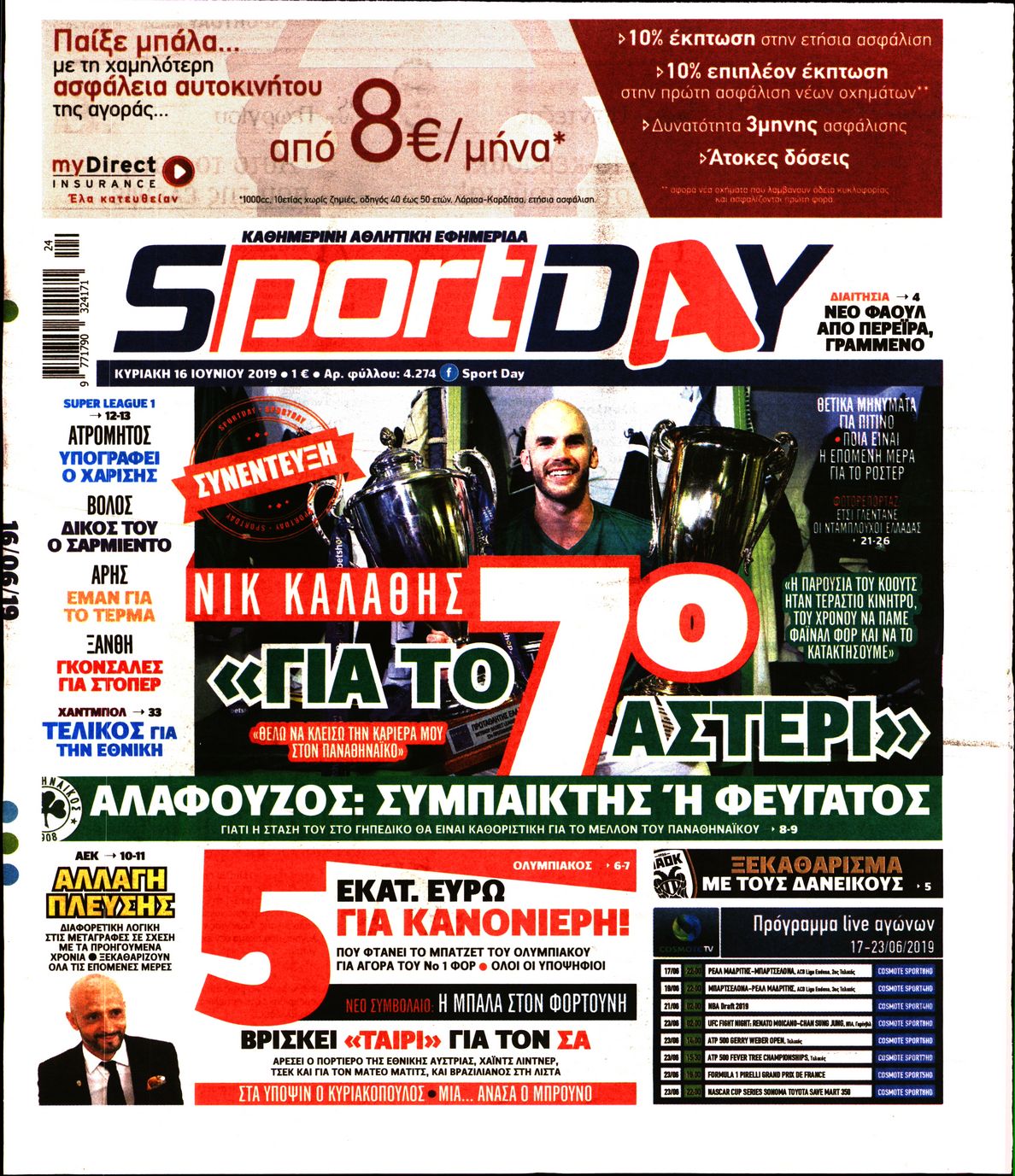 Εξώφυλο εφημερίδας SPORTDAY Sat, 15 Jun 2019 21:00:00 GMT