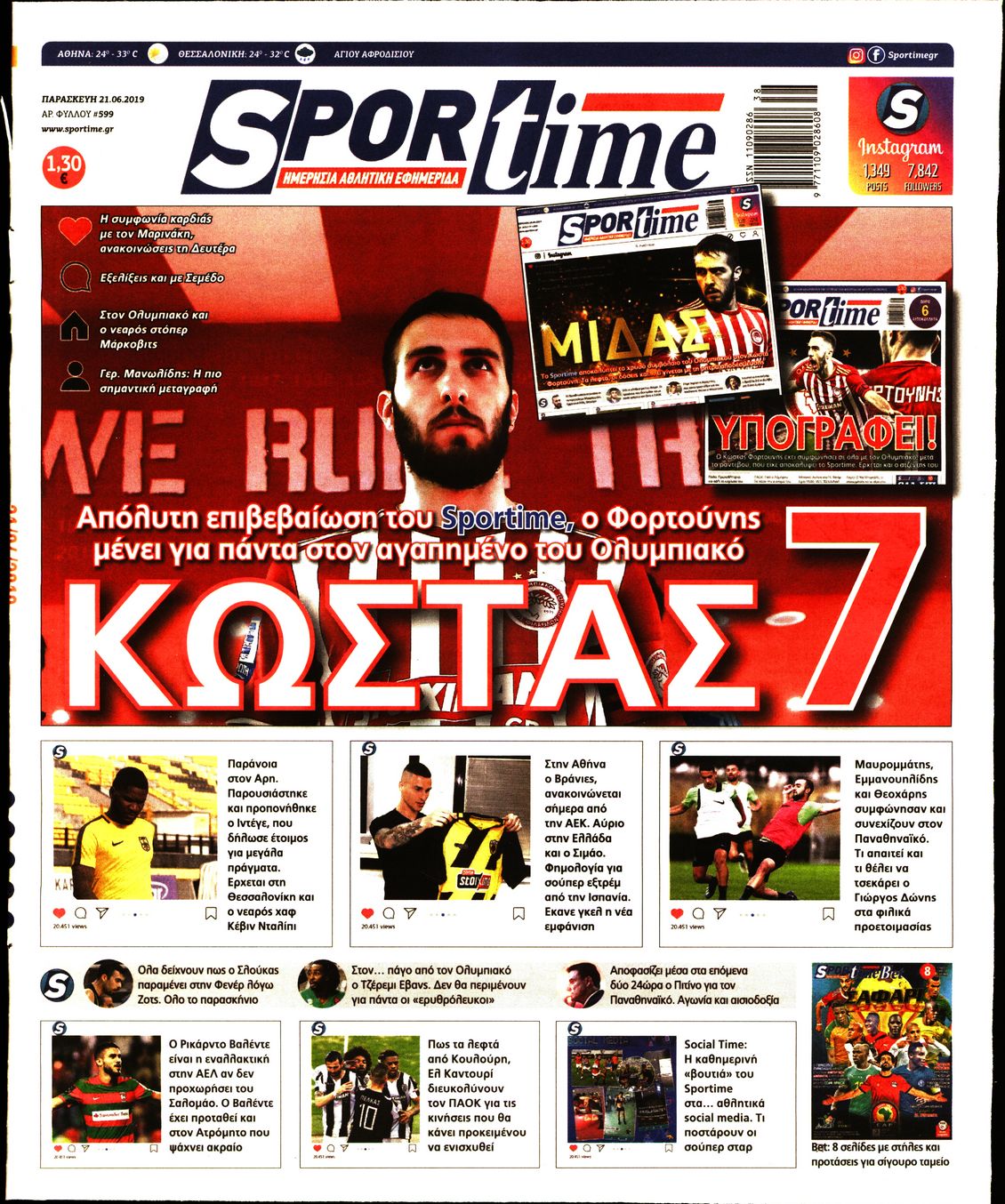 Εξώφυλο εφημερίδας SPORTIME 2019-06-21