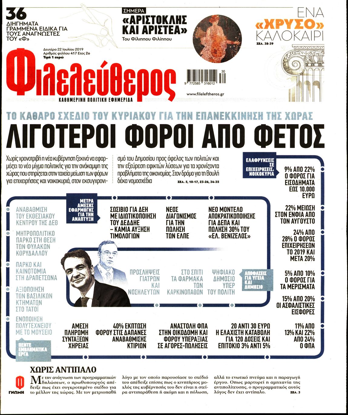 Εξώφυλο εφημερίδας ΦΙΛΕΛΕΥΘΕΡΟΣ Sun, 21 Jul 2019 21:00:00 GMT