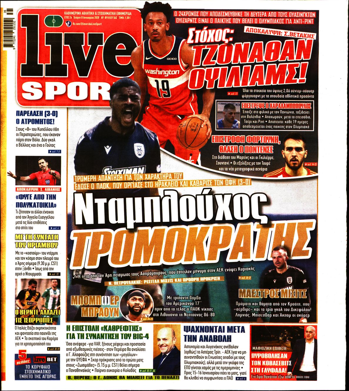 Εξώφυλο εφημερίδας LIVE SPORT 2020-01-08