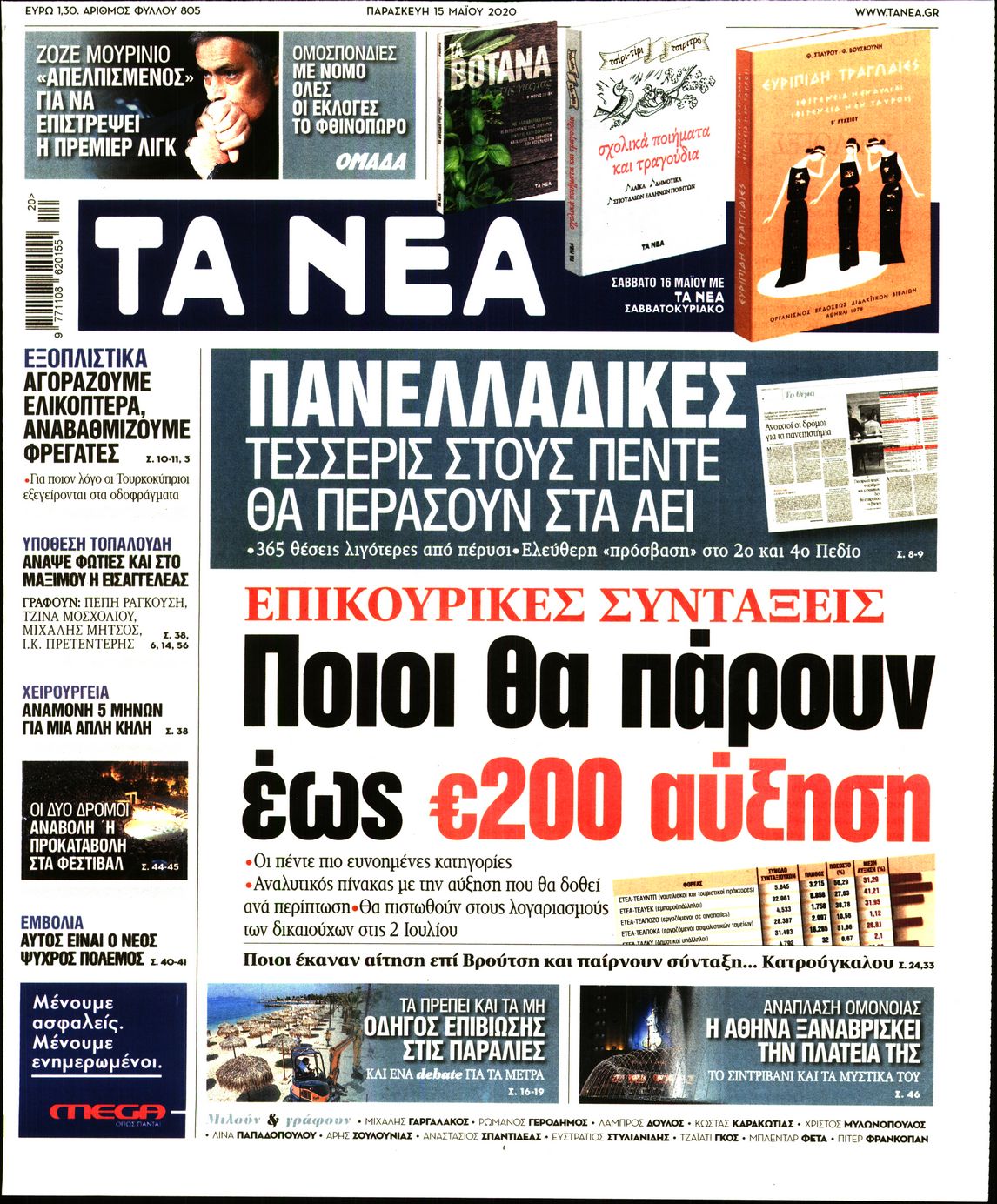 Εξώφυλο εφημερίδας ΤΑ ΝΕΑ Thu, 14 May 2020 21:00:00 GMT