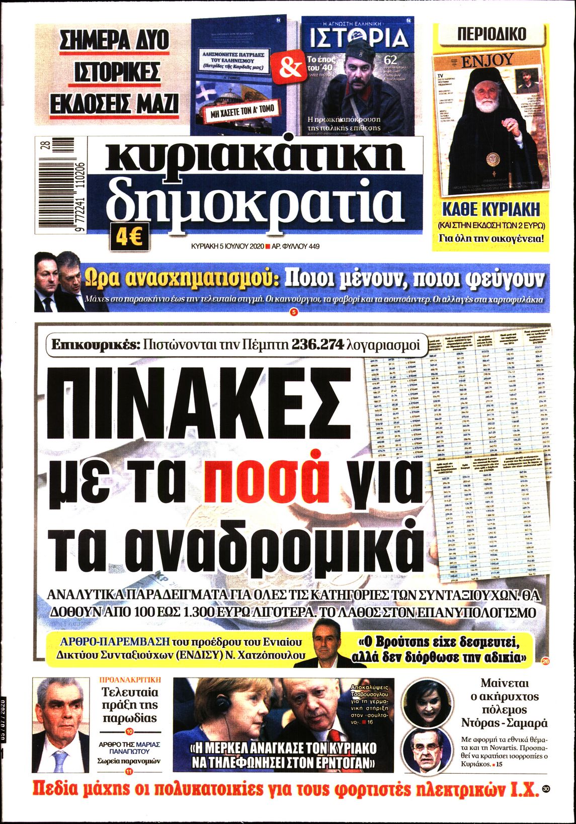 Εξώφυλο εφημερίδας ΔΗΜΟΚΡΑΤΙΑ Sat, 04 Jul 2020 21:00:00 GMT