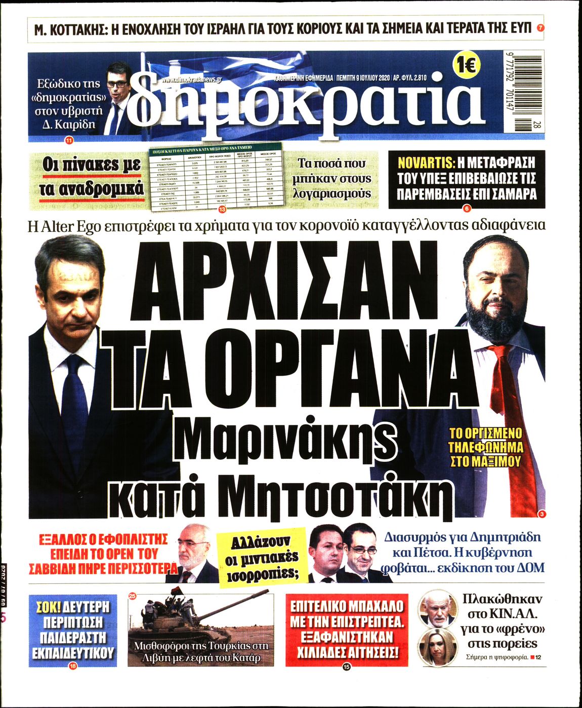 Εξώφυλο εφημερίδας ΔΗΜΟΚΡΑΤΙΑ Wed, 08 Jul 2020 21:00:00 GMT